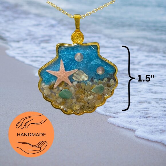 Handmade Shell Pendant with Necklace - Picture 2 of 3